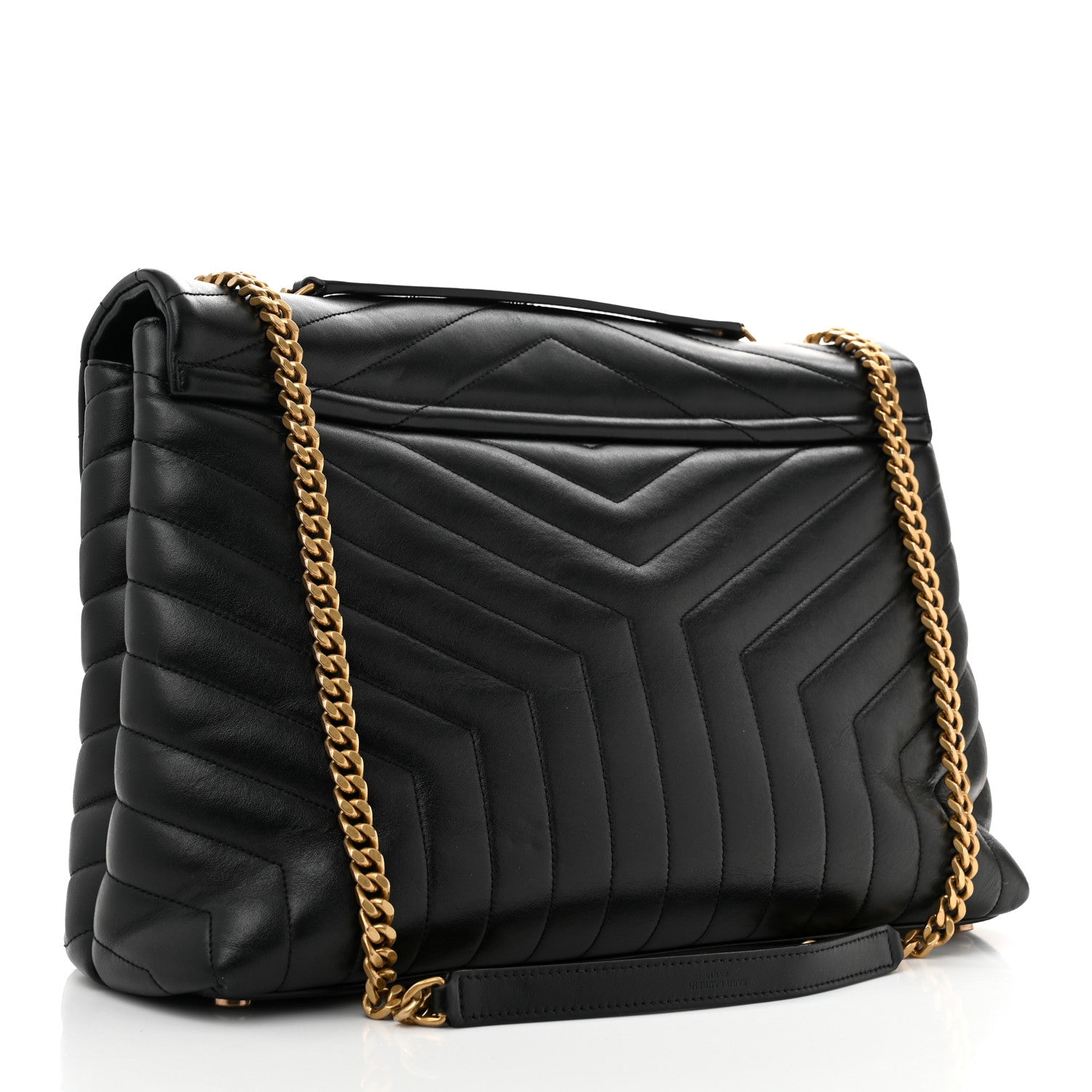 Saint Laurent Calfskin Y Quilted Monogram Large Loulou Chain Satchel Black 3 of 13