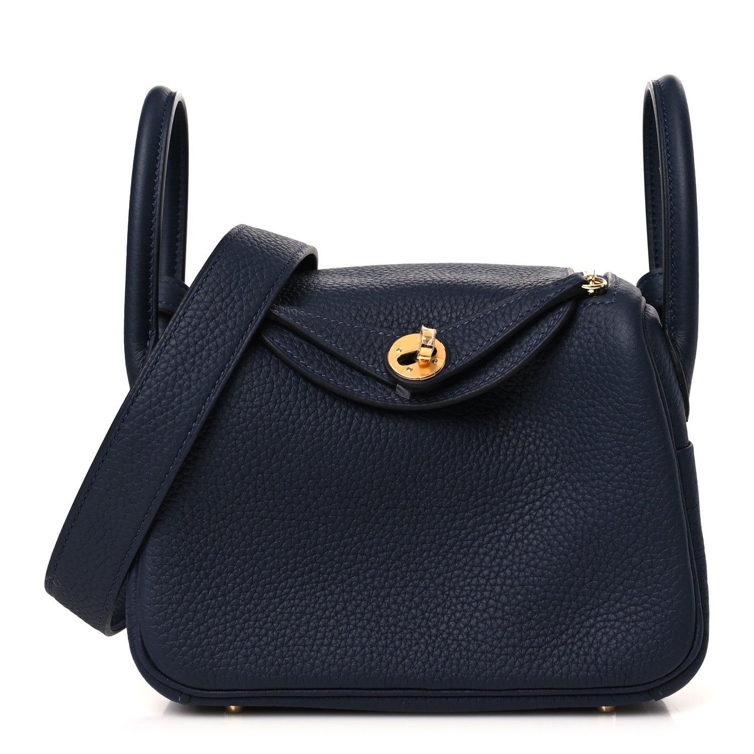 Hermes Taurillon Clemence Mini Lindy 20 Bleu Nuit 1 of 9