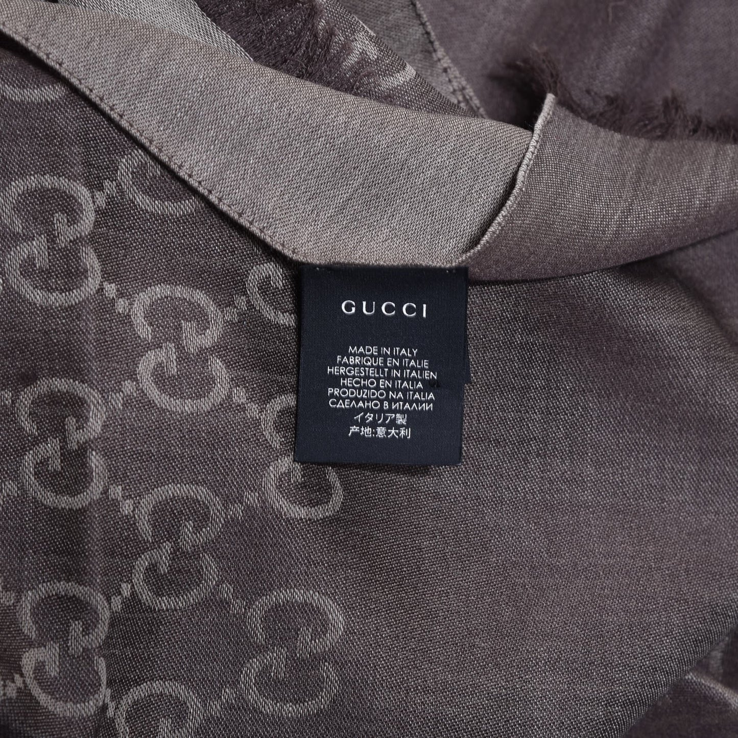 Wool Silk GG Monogram GGNat Scarf Rope Dark Brown