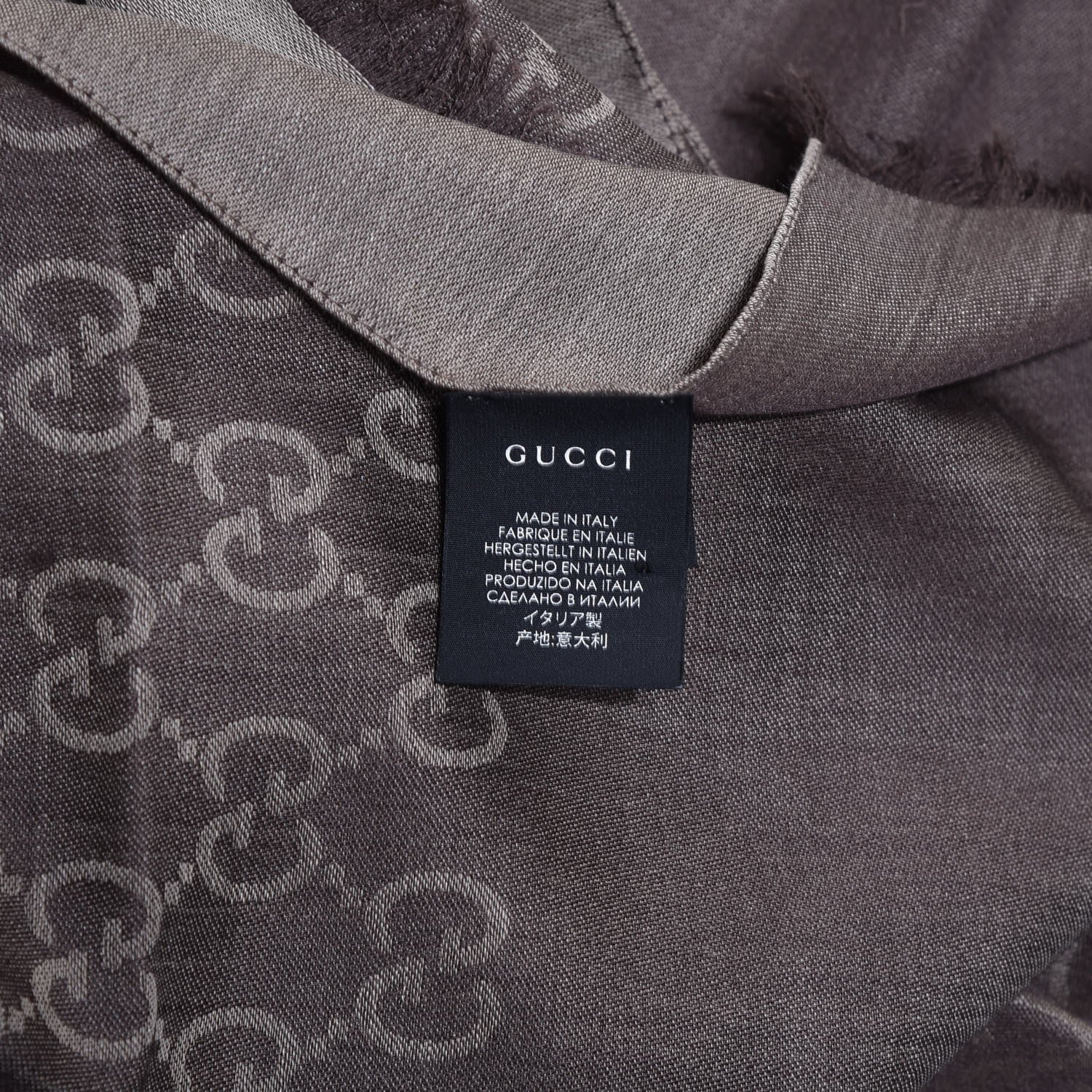 Gucci Wool Silk GG Monogram GGNat Scarf Rope Dark Brown 4 of 10