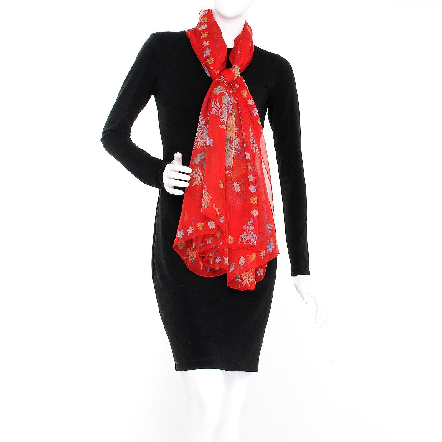 Alexander McQueen Silk Island Bouquet Scarf Red 2 of 5