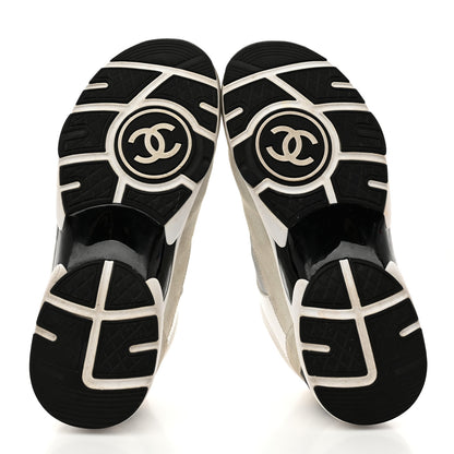 Chanel Calfskin Fabric Sneakers 39 White Silver Fluo Pink 6 of 9