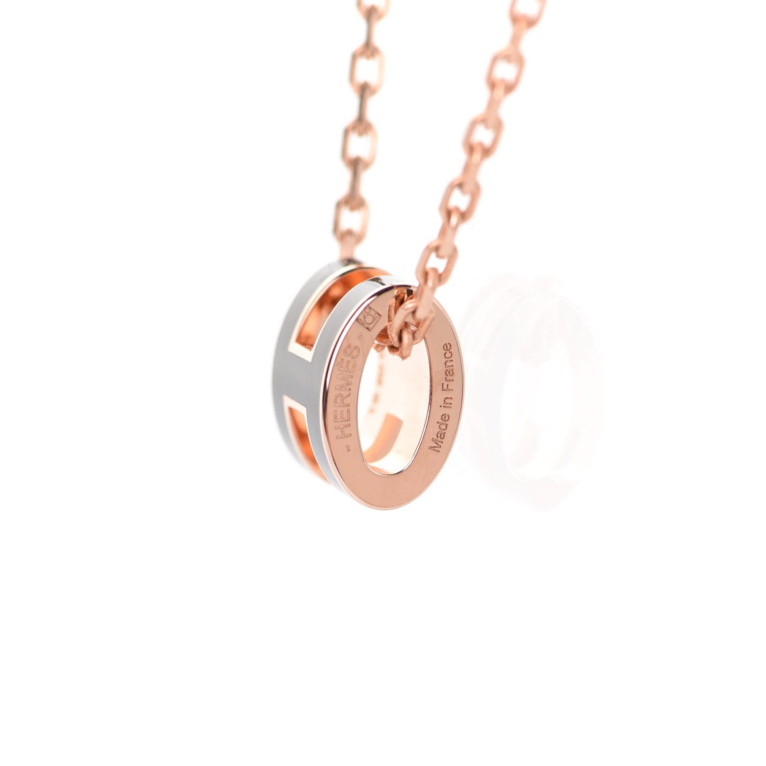 Hermes Lacquered Rose Gold Mini Pop H Pendant Necklace Black 3 of 5