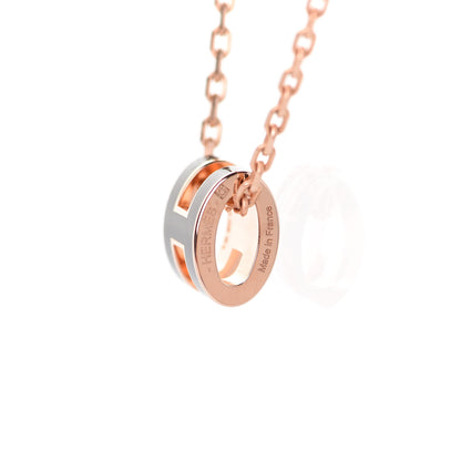 Hermes Lacquered Rose Gold Mini Pop H Pendant Necklace Black 3 of 5