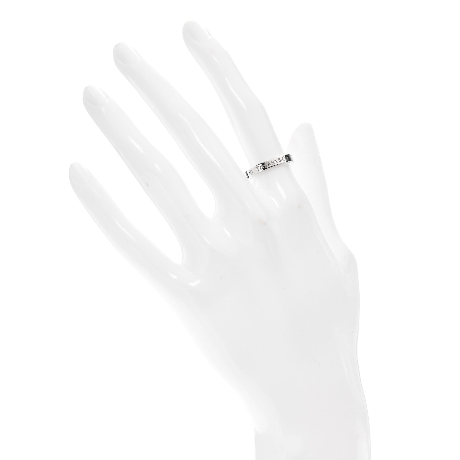 Tiffany Platinum Diamond Logo Band Ring 50 5.25 2 of 5