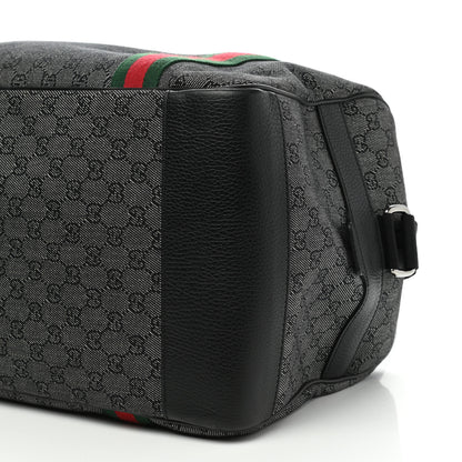 Gucci Denim Monogram Web Large Carry On Duffle Bag Black 10 of 10