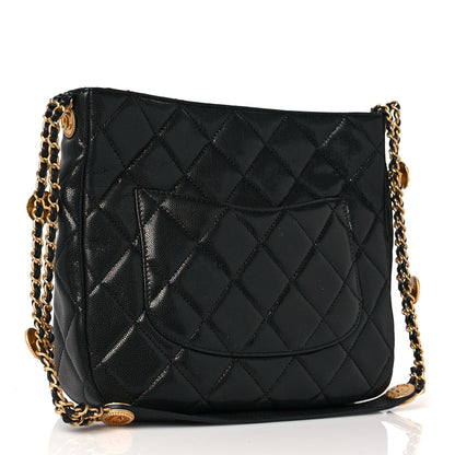 Chanel Caviar Quilted Twist Your Buttons Hobo Black 3 of 9