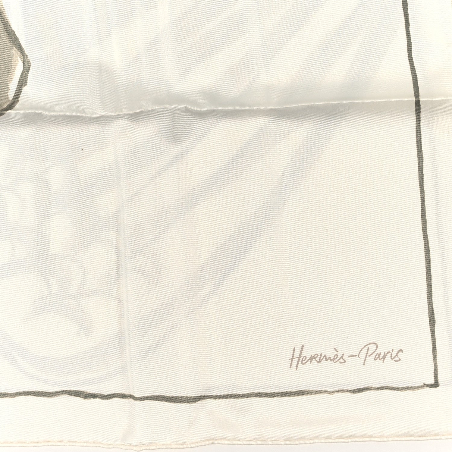 Hermes Silk Libre Comme Pegase Scarf 90 White Argile Kaki 2 of 3