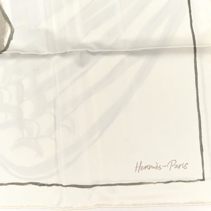 Hermes Silk Libre Comme Pegase Scarf 90 White Argile Kaki 2 of 3