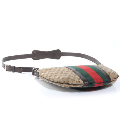 Gucci Monogram Vintage Web Medium Half Moon Hobo Ebony 4 of 7