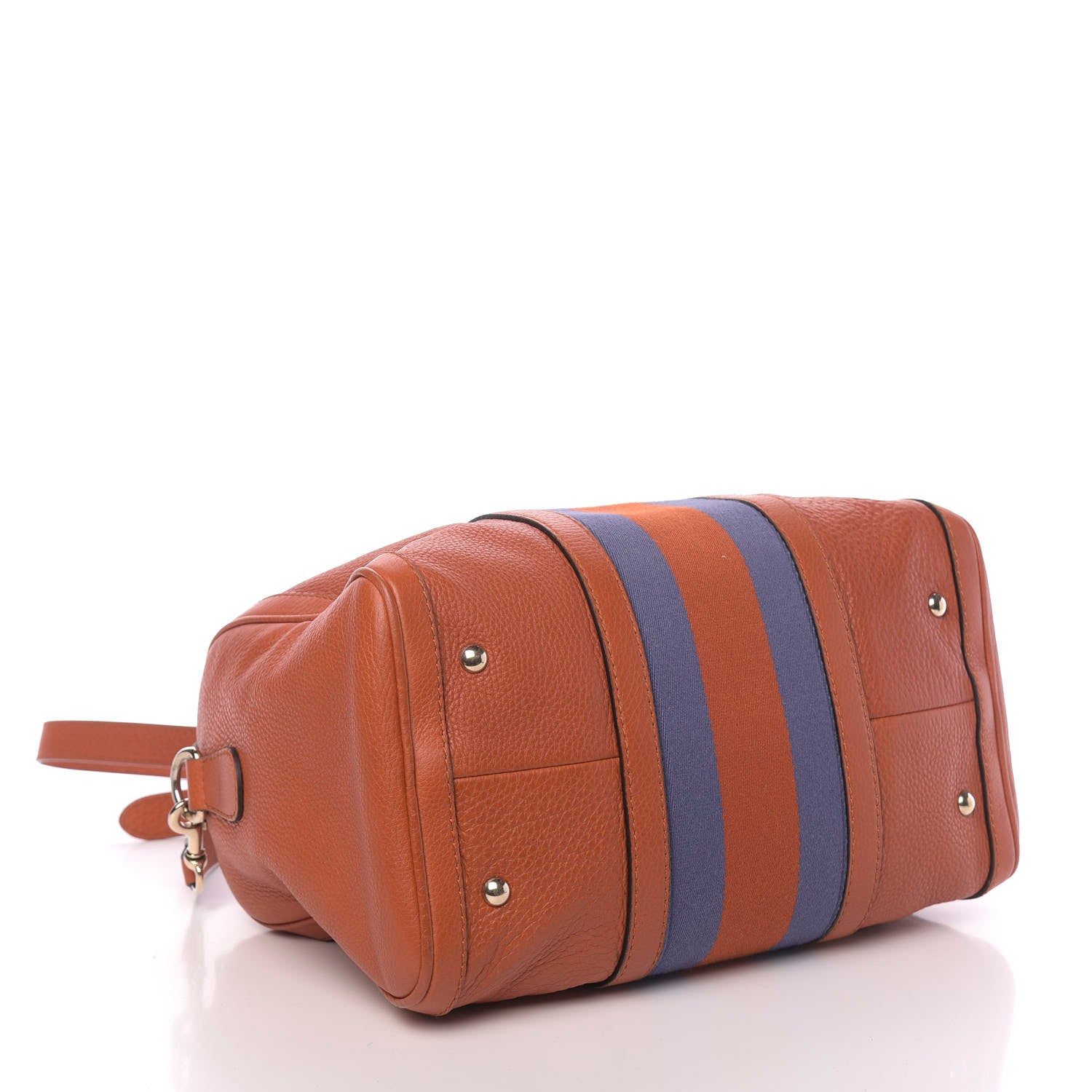 Gucci Calfskin Vintage Web Medium Boston Orange Blue 5 of 11
