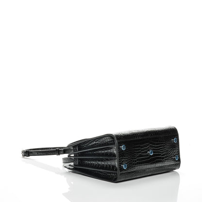 Saint Laurent Calfskin Crocodile Embossed Baby Sac De Jour Black 5 of 7