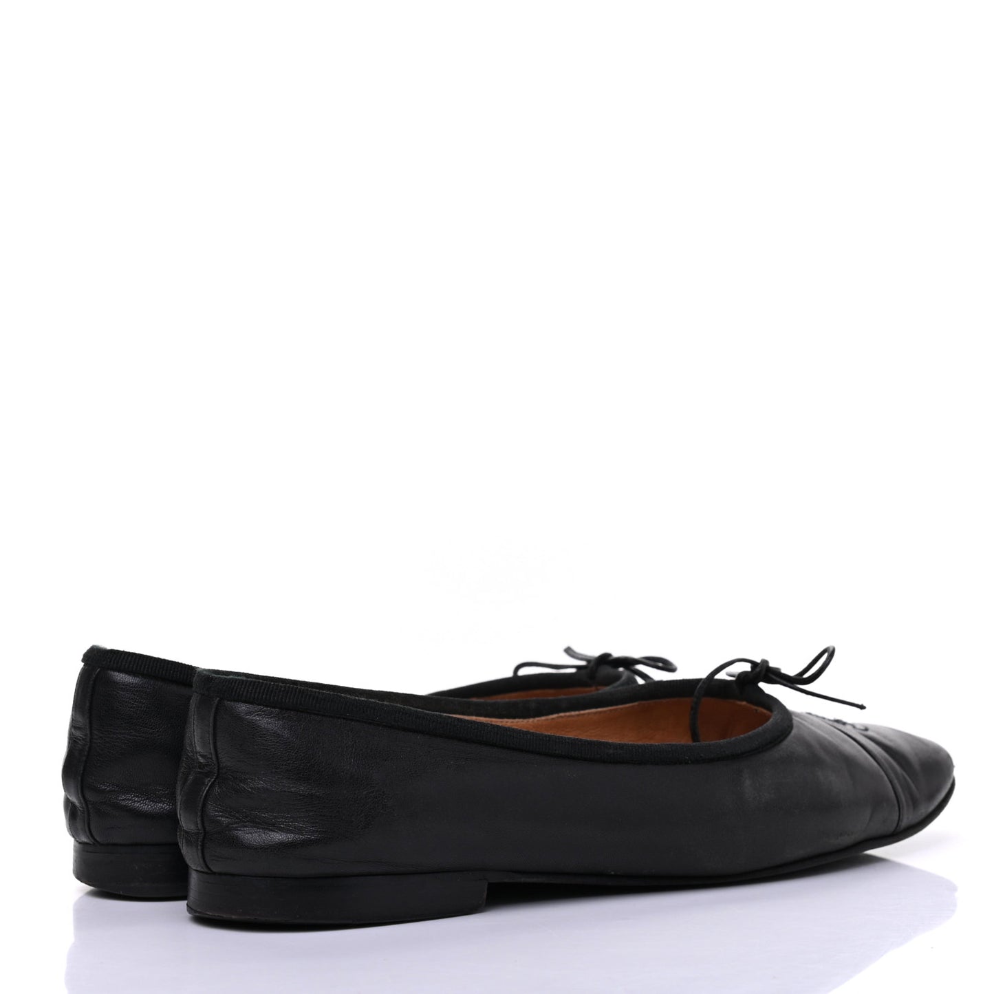 Lambskin CC Cap Toe Ballerina Flats 40 Black