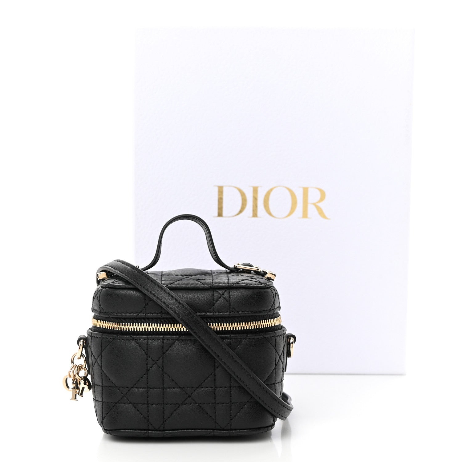 Christian Dior Lambskin Cannage Micro Lady Dior Vanity Case Black 13 of 13