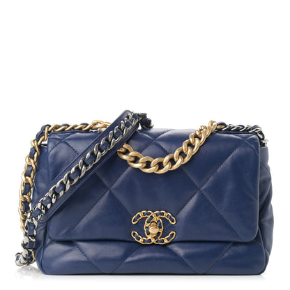 Chanel Goatskin Quilted Medium Chanel 19 Flap Dark Blue 2 of 13