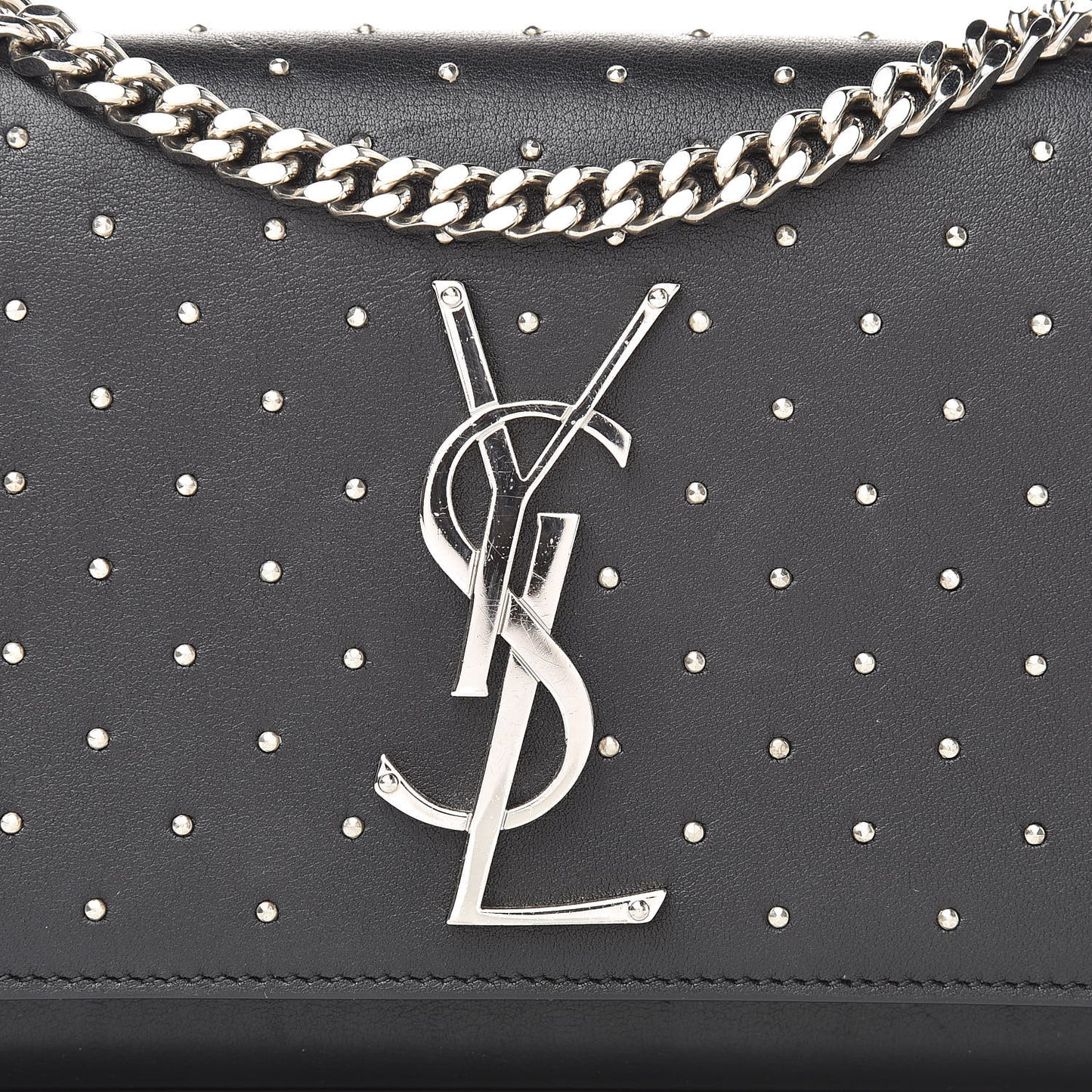 Calfskin Studded Small Monogram Kate Satchel Black