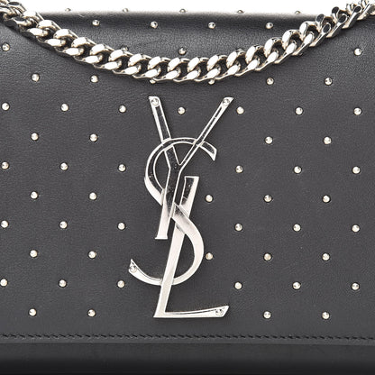 Saint Laurent Calfskin Studded Small Monogram Kate Satchel Black 8 of 14
