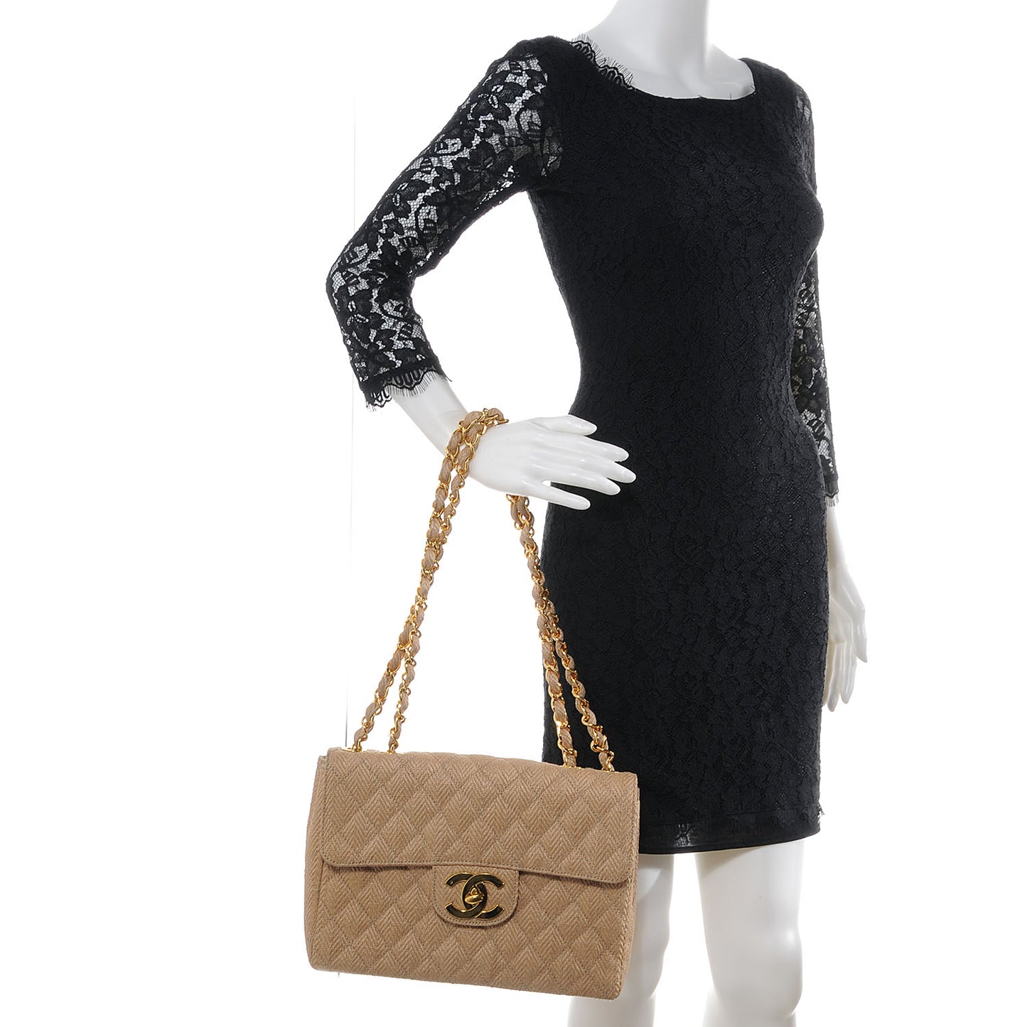Woven Raffia Jumbo Flap Beige