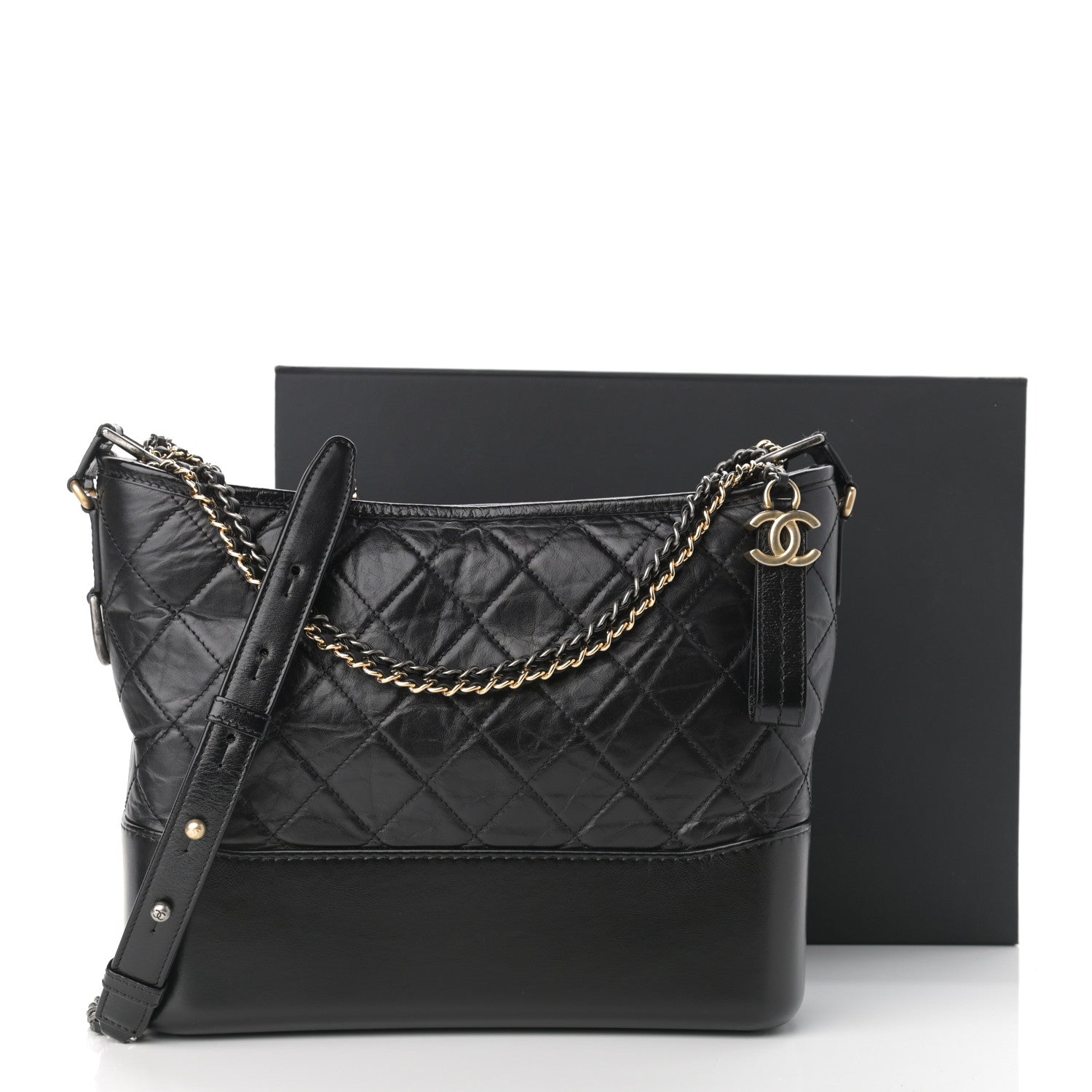 Chanel Aged Calfskin Quilted Medium Gabrielle Hobo Black 11 of 11