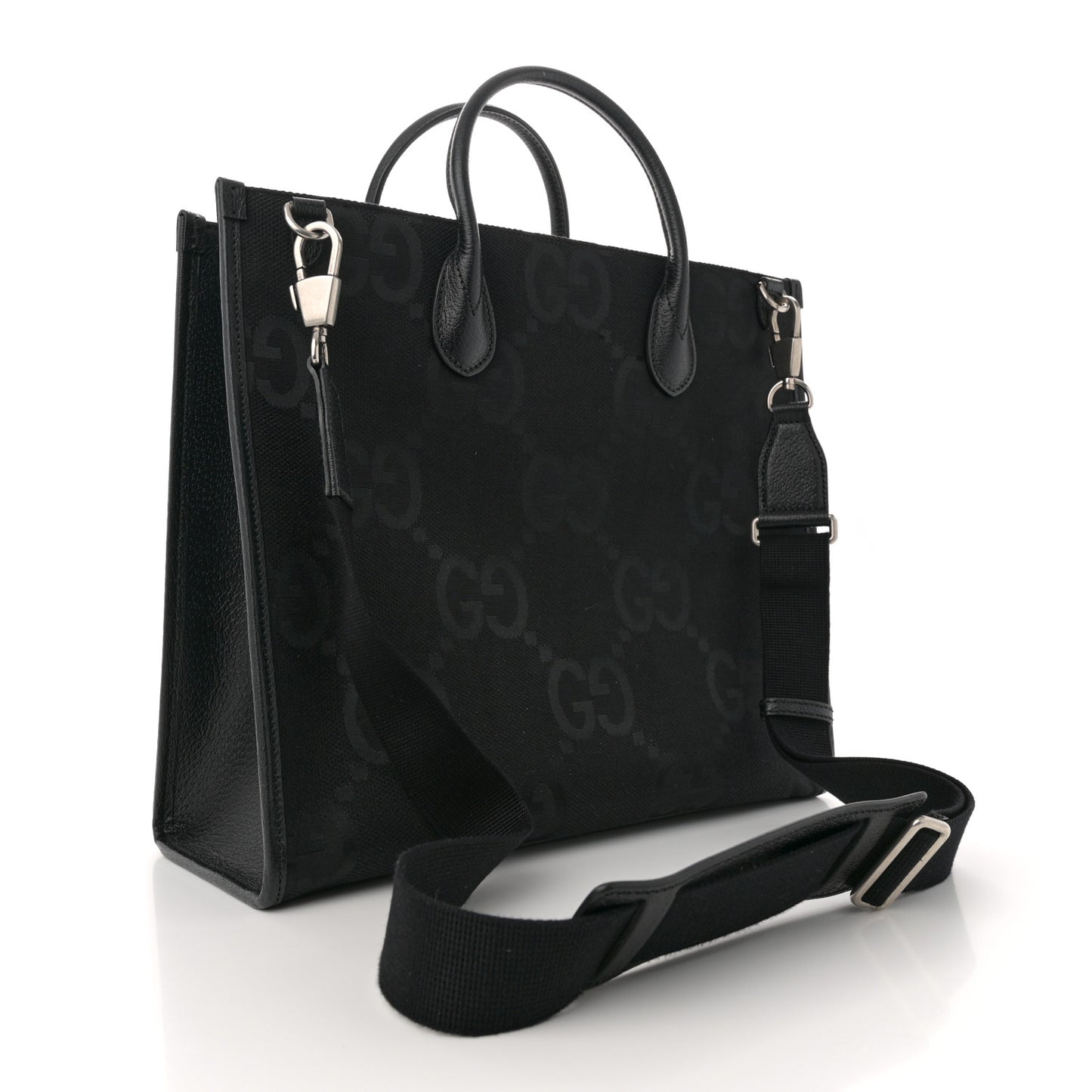 Monogram Jumbo GG Textured Dollar Calfskin Tote Bag Black
