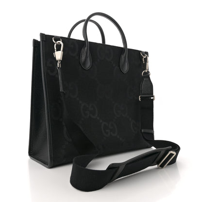 Gucci Monogram Jumbo GG Textured Dollar Calfskin Tote Bag Black 3 of 12