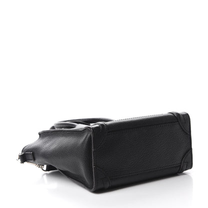 Celine Drummed Calfskin Nano Luggage Black 4 of 9