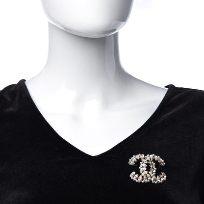 Chanel Pearl Crystal CC Brooch Gold 2 of 5