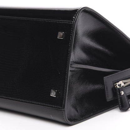 Saint Laurent Shiny Calfskin Lizard Embossed Large Uptown Tote Black 8 of 10