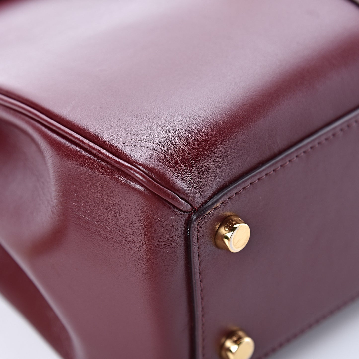Satinated Calfskin Small 16 Top Handle Bag Light Burgundy