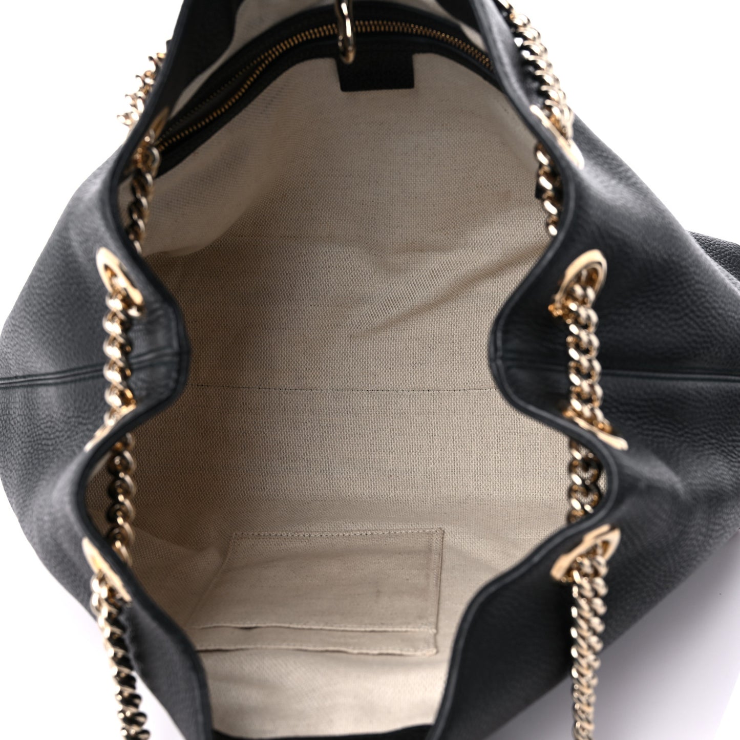 Pebbled Calfskin Medium Soho Chain Shoulder Bag Black