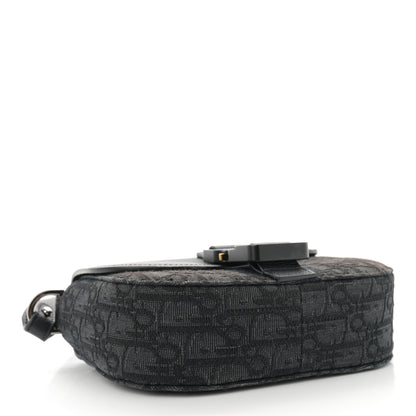 Christian Dior Oblique Jacquard Grained Calfskin Mini Saddle Messenger Bag With Flap Black 4 of 14