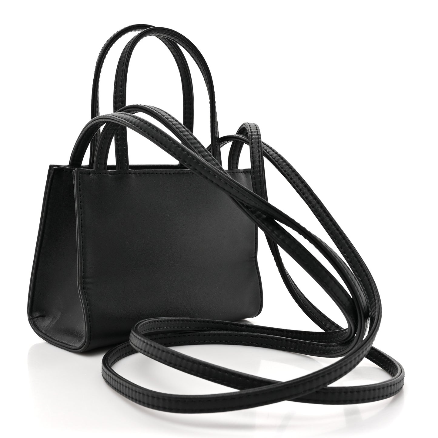 Vegan Leather Small Shopping Bag Black