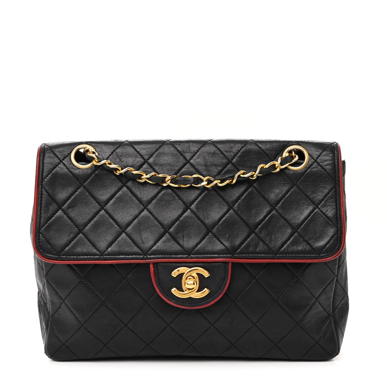 Chanel Lambskin Quilted Bi-Color Small Single Flap Black 1 of 12