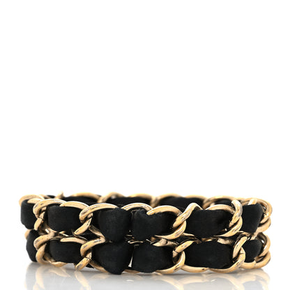 Chanel Silk Metal CC Double Chain Bracelet Black Gold 3 of 3
