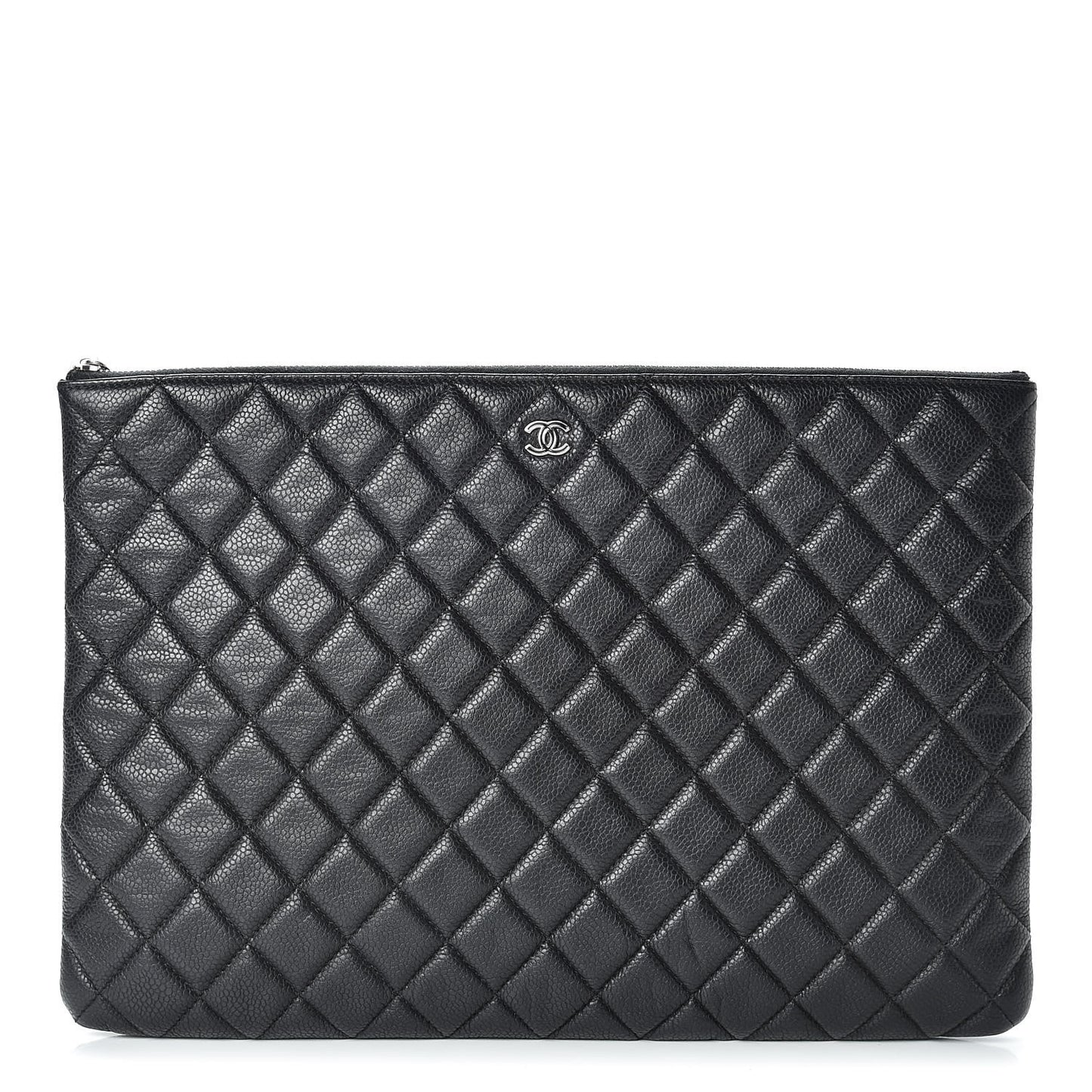 Caviar Quilted Large Cosmetic Case Black