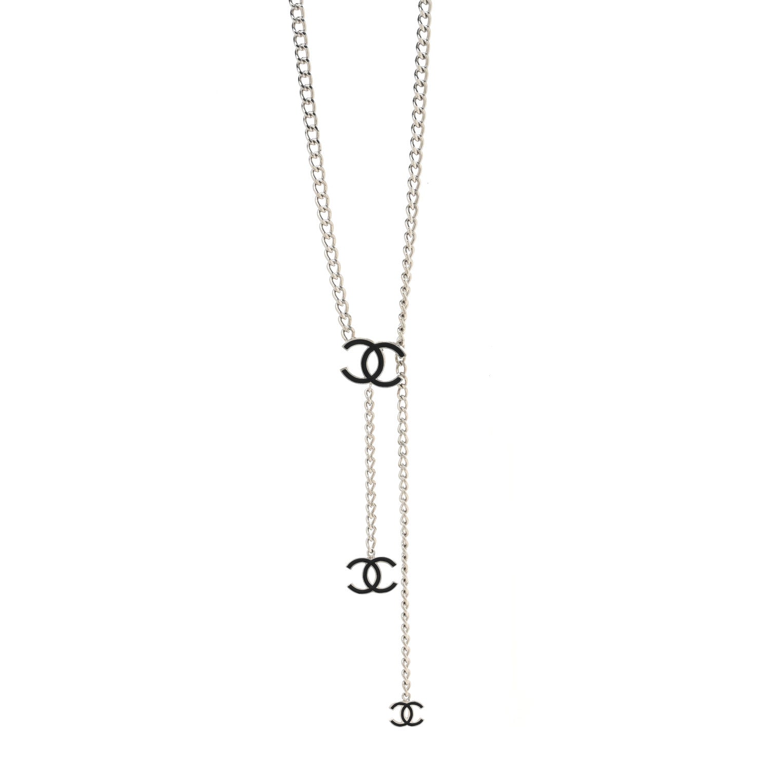 Chanel Enamel CC Chain Logo Belt Silver Black 1 of 3