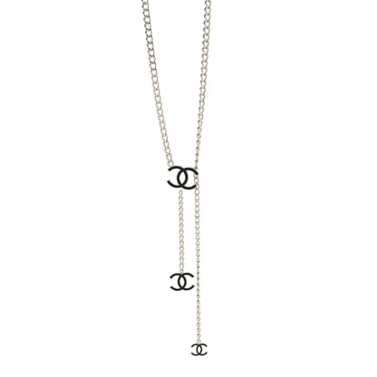 Chanel Enamel CC Chain Logo Belt Silver Black 1 of 3