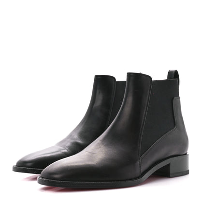 Christian Louboutin Calfskin Ingrassato Womens Marmada Flat Chelsea Boots 36.5 Black 3 of 8