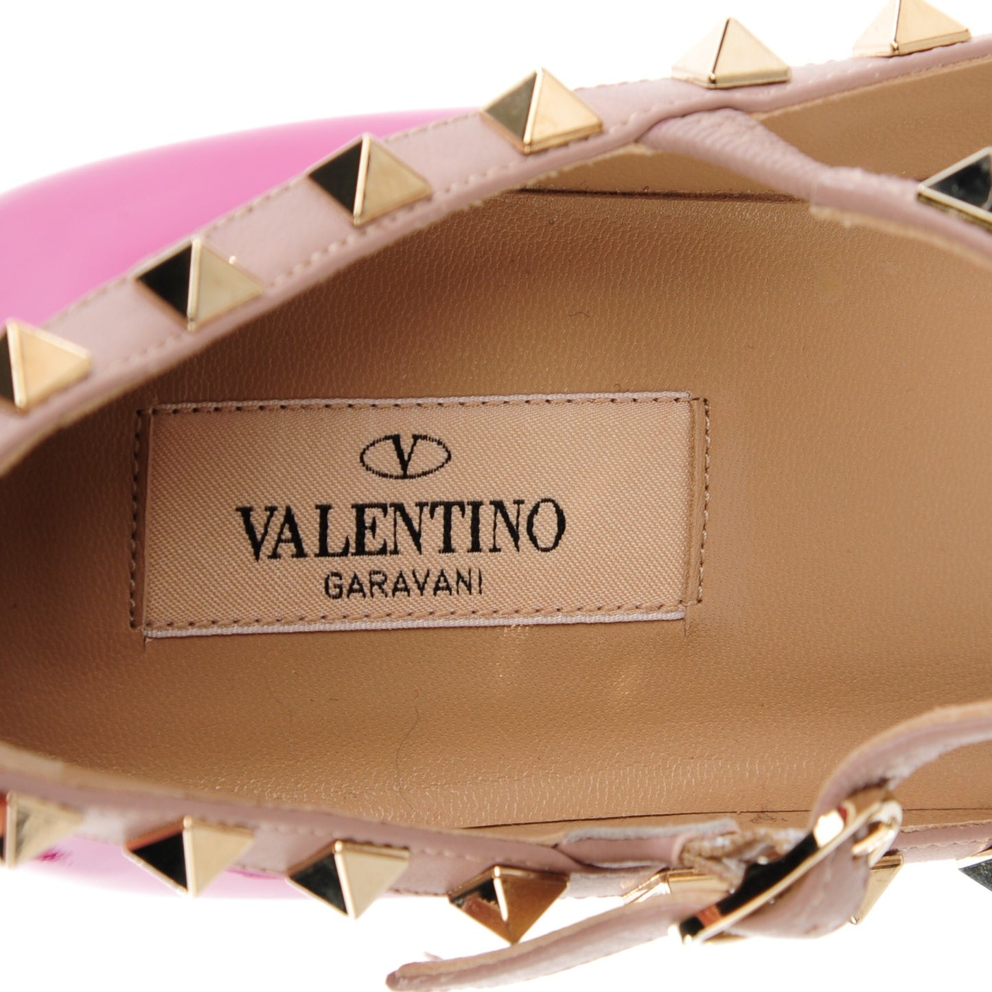 Patent Nappa Rockstud Cage Ballerina Flats 36 Fuxia Poudre