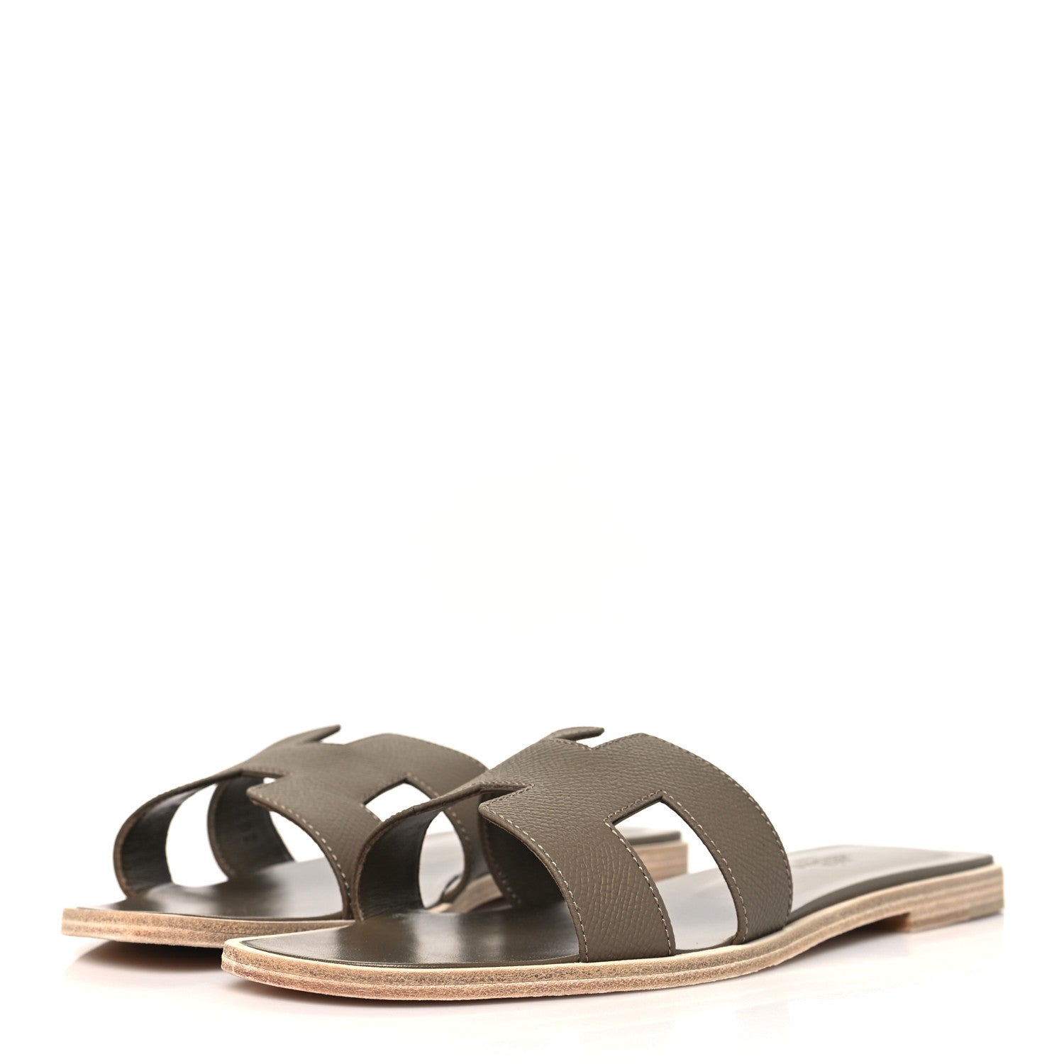Hermes Epsom Oran Sandals 38.5 Etoupe 3 of 9