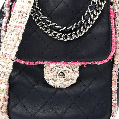 Chanel Lambskin Tweed Trim Vertical Camera Case Navy 8 of 10