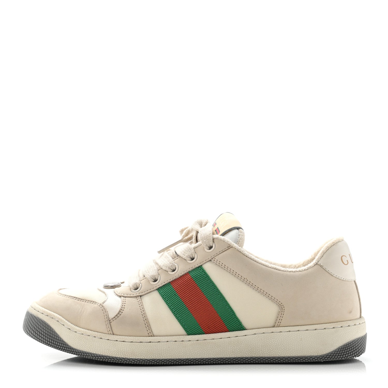 Gucci Nylon Nubuck Web Womens Screener Sneakers 38.5 Mystic White Dusty Milk 1 of 23