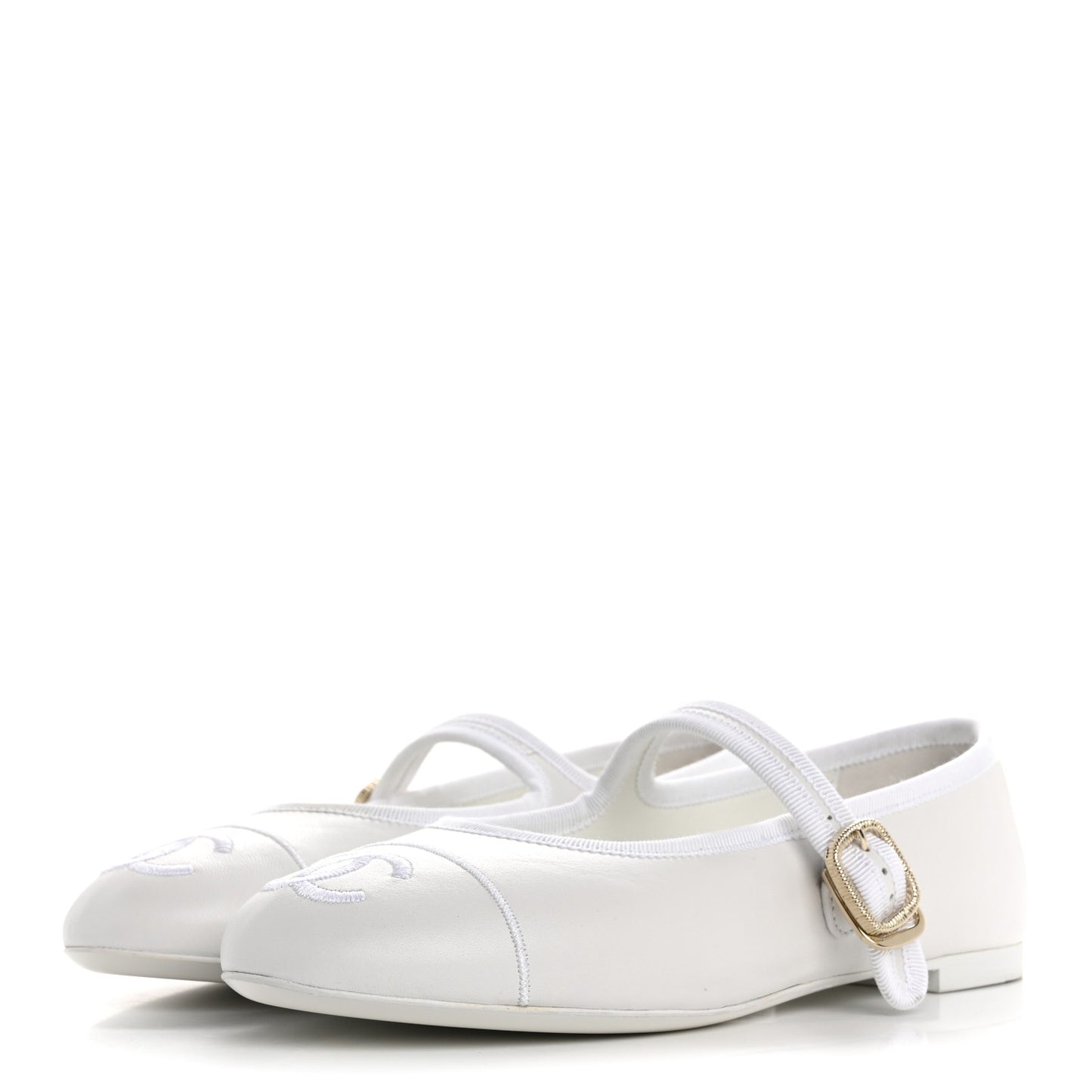 Lambskin Mary Jane Flats 36.5 White