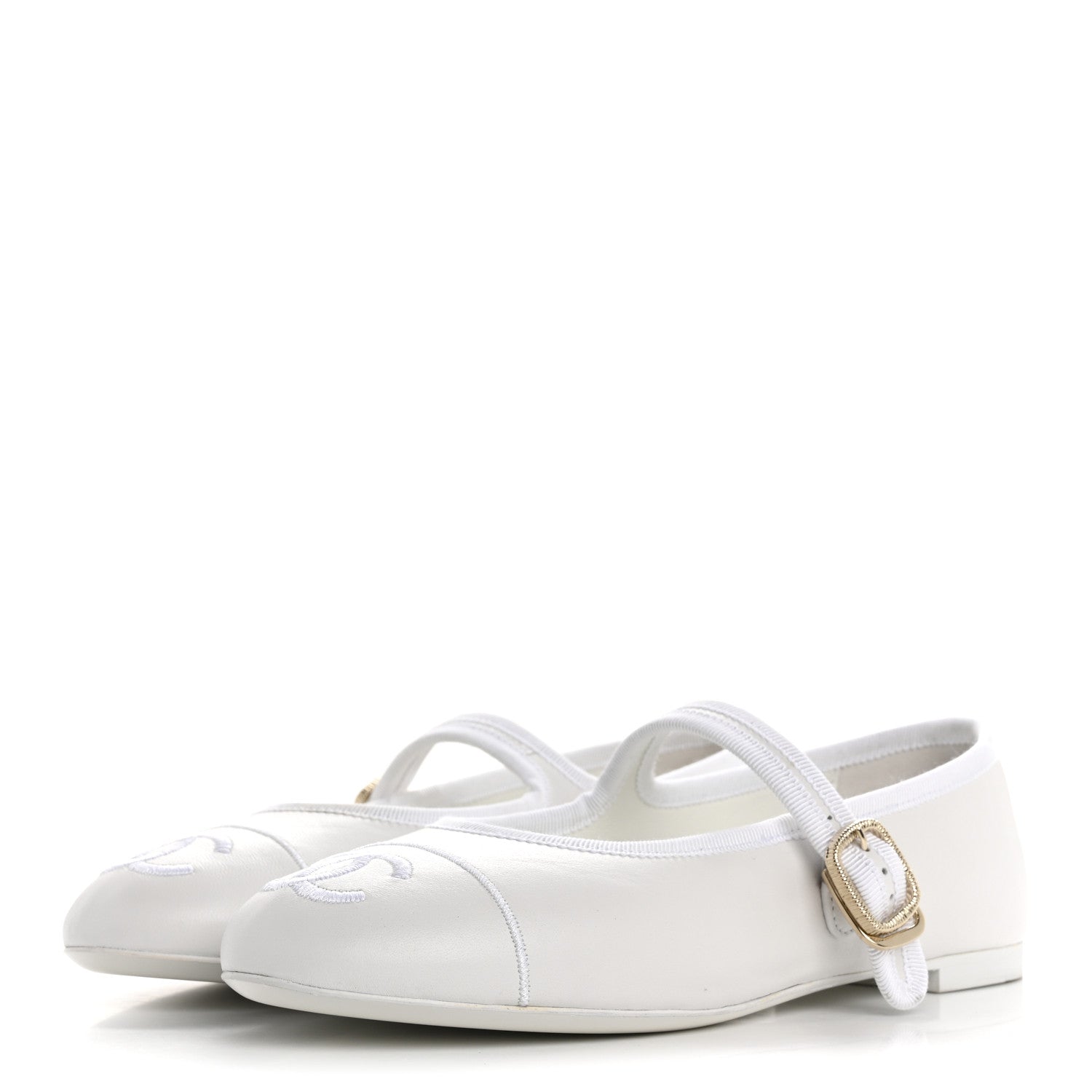 Chanel Lambskin Mary Jane Flats 36.5 White 4 of 10