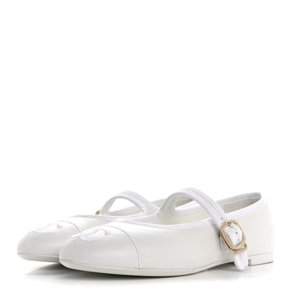 Chanel Lambskin Mary Jane Flats 36.5 White 4 of 10