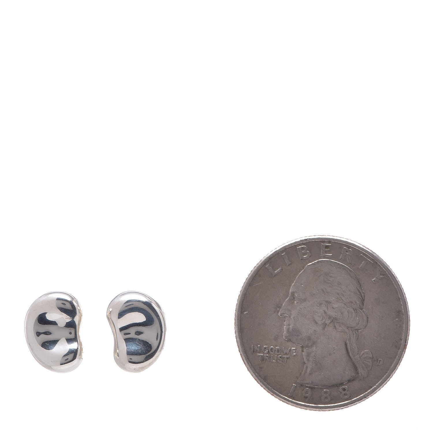 Tiffany Sterling Silver 9mm Elsa Peretti Bean Earrings 2 of 5