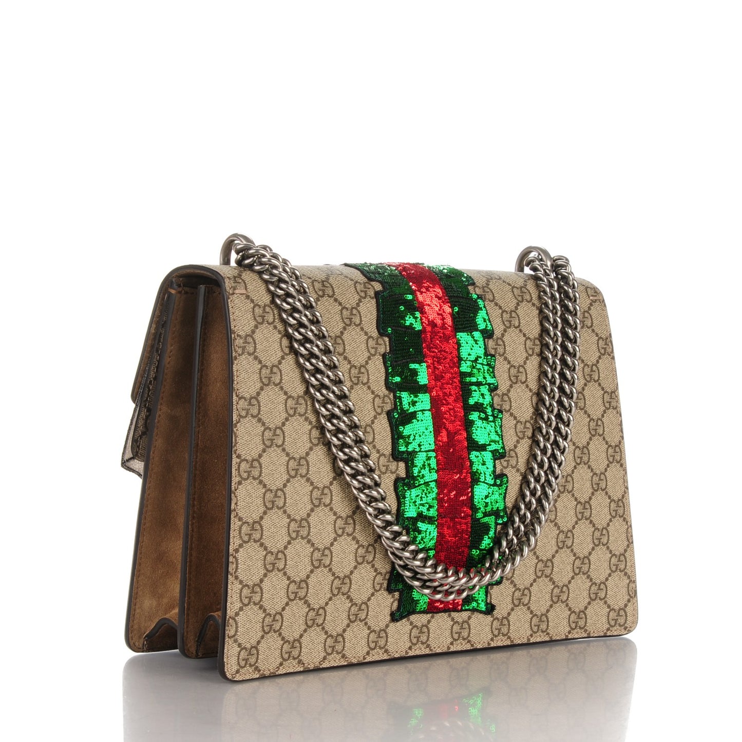 GG Supreme Monogram Lightning Embroidered Medium Dionysus Shoulder Bag Beige