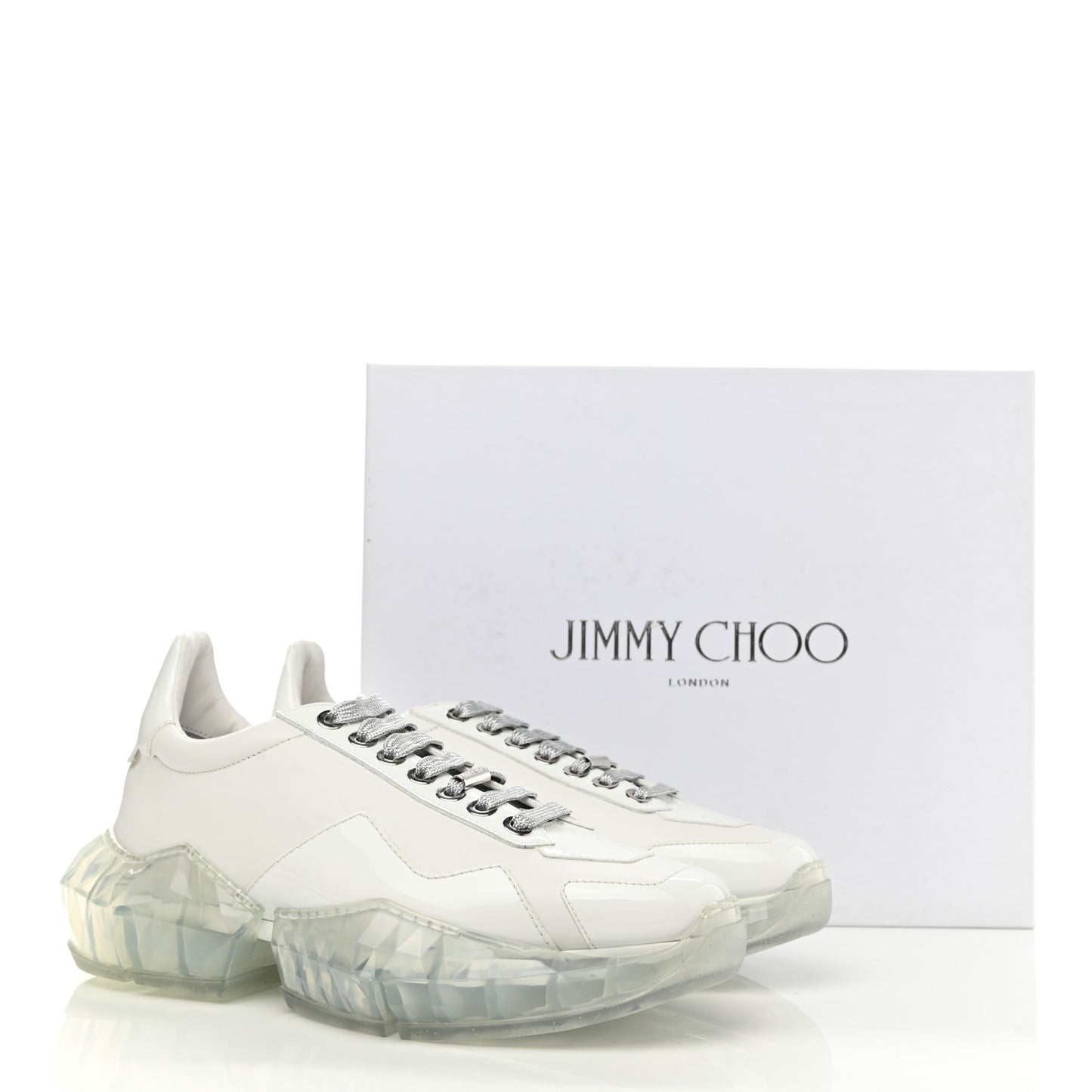 Calfskin Womens Diamond Low Top Sneaker 40 White