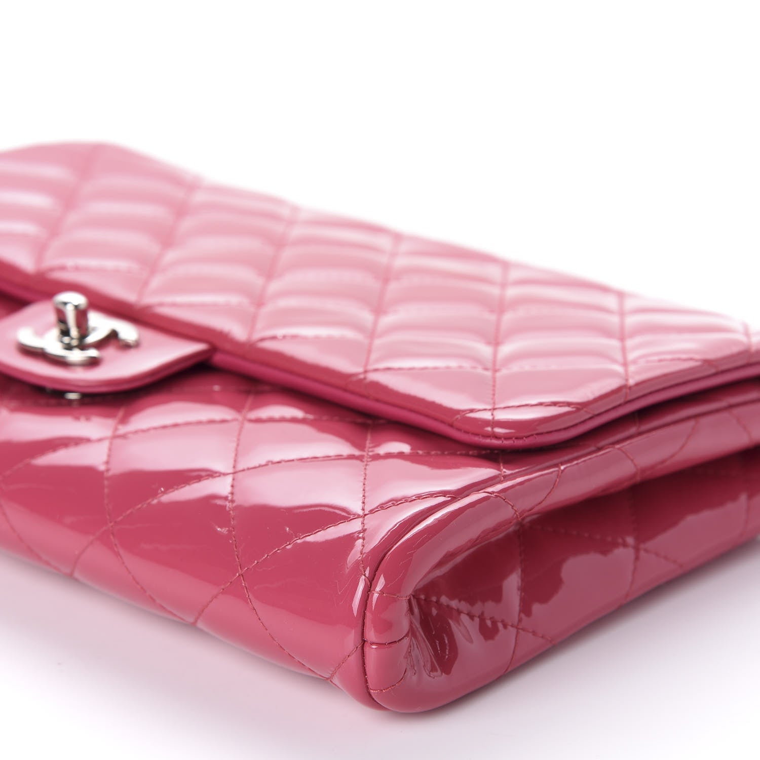 Chanel Patent Quilted Clutch With Chain Flap Fuchsia 7 of 10