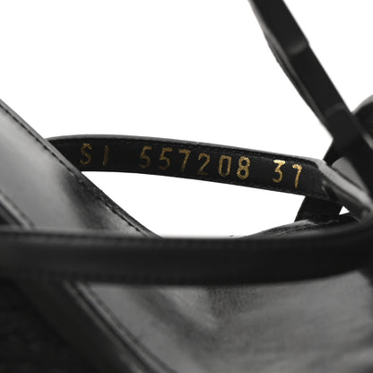 Saint Laurent Calfskin Cassandra Espadrille 105 Wedges 37 Black 9 of 9